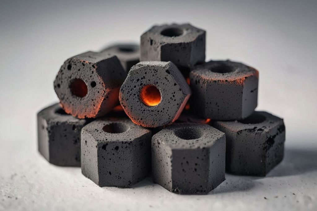 hexagonal hookah charcoal with hole